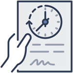 Ein Blatt Papier mit einer Uhr wird von einer Hand gehalten als Symbolbild für eine Anstellung in Vollzeit
